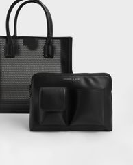 CHARLES & KEITH - Túi tote nữ hình vuông Double Handle