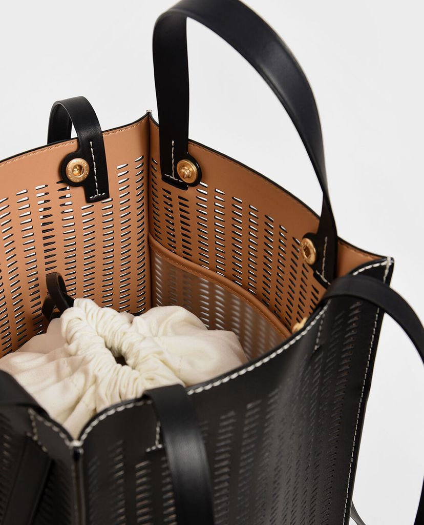 CHARLES & KEITH - Túi đeo vai nữ hình thang Large Laser Cut