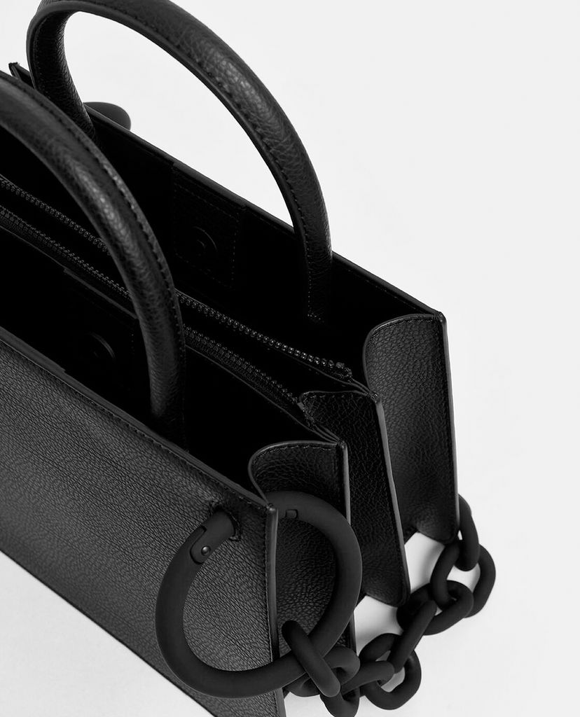 CHARLES & KEITH - Túi đeo vai nữ hình thang Chunky Chain Top Handle