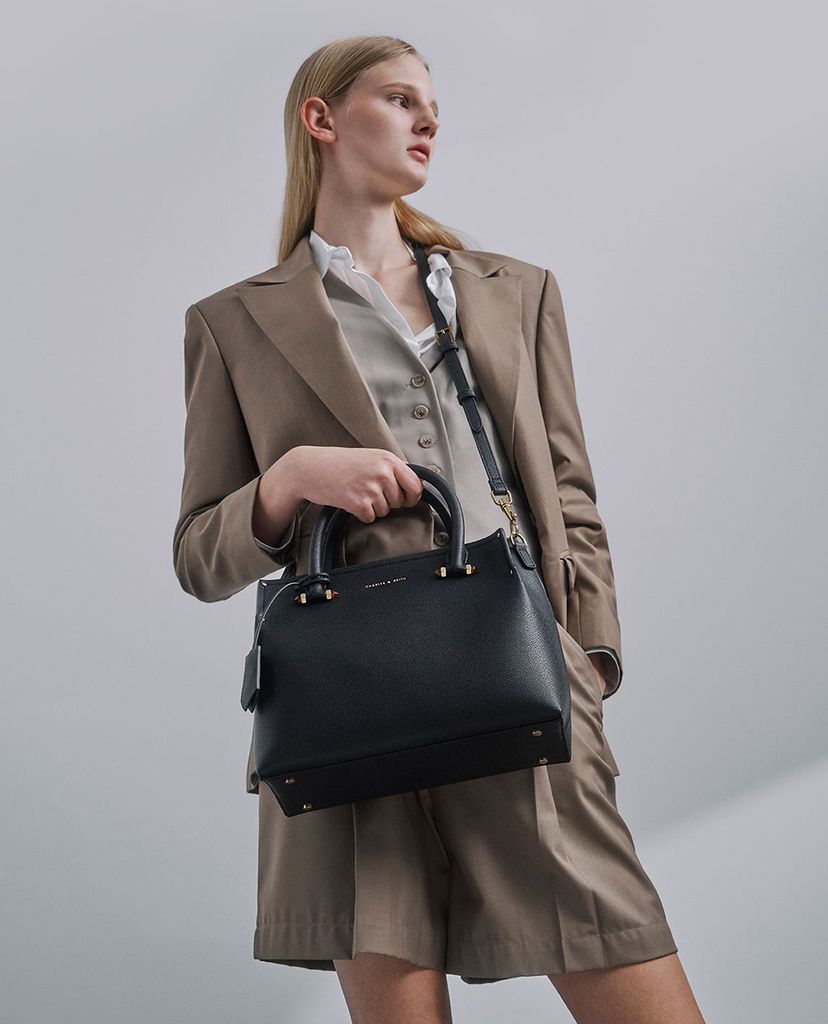 CHARLES & KEITH - Túi xách tay nữ chữ nhật Double Structured
