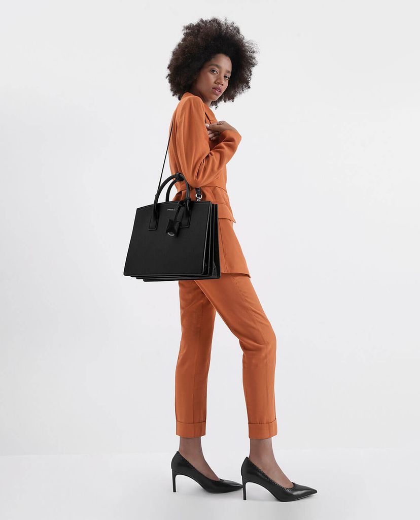 CHARLES & KEITH - Túi đeo vai nữ chữ nhật Large Structured