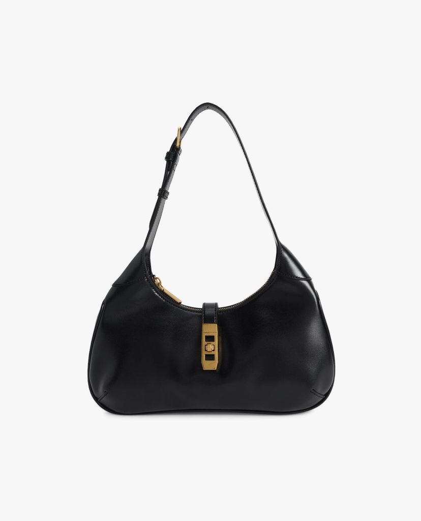 CHARLES & KEITH - Túi đeo vai nữ hình thang Metallic Accent Hobo