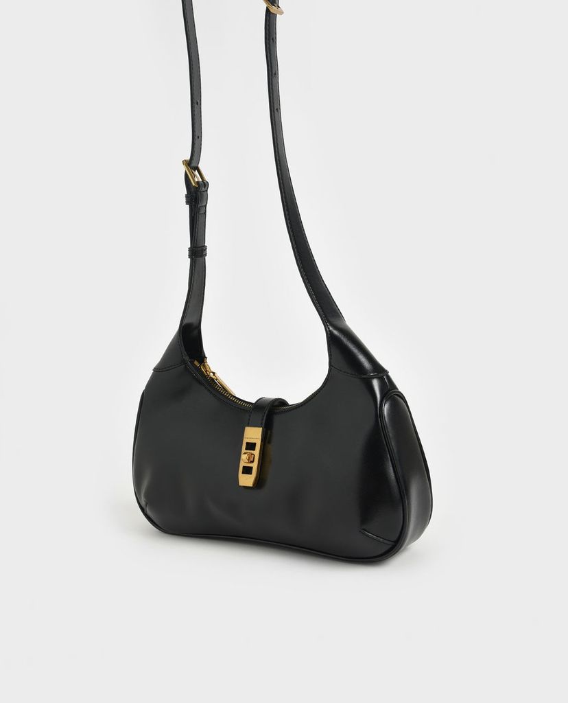 CHARLES & KEITH - Túi đeo vai nữ hình thang Metallic Accent Hobo