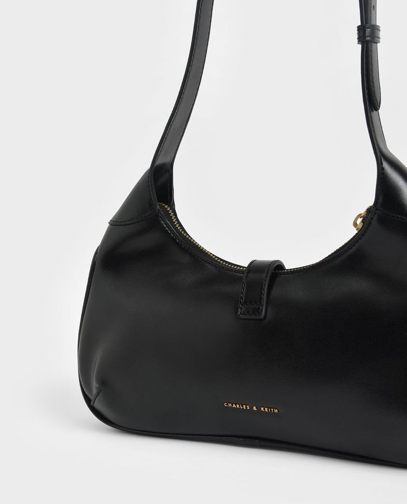 CHARLES & KEITH - Túi đeo vai nữ hình thang Metallic Accent Hobo