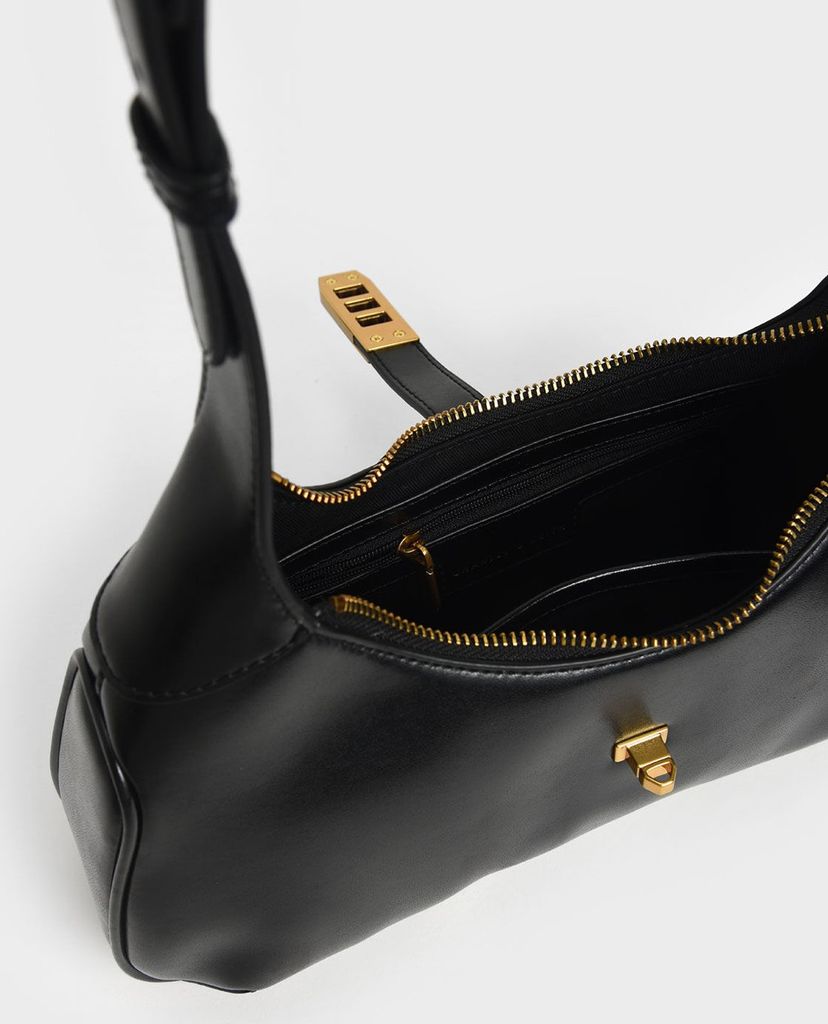 CHARLES & KEITH - Túi đeo vai nữ hình thang Metallic Accent Hobo