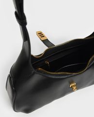CHARLES & KEITH - Túi đeo vai nữ hình thang Metallic Accent Hobo