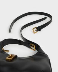 CHARLES & KEITH - Túi đeo vai nữ hình thang Metallic Accent Hobo