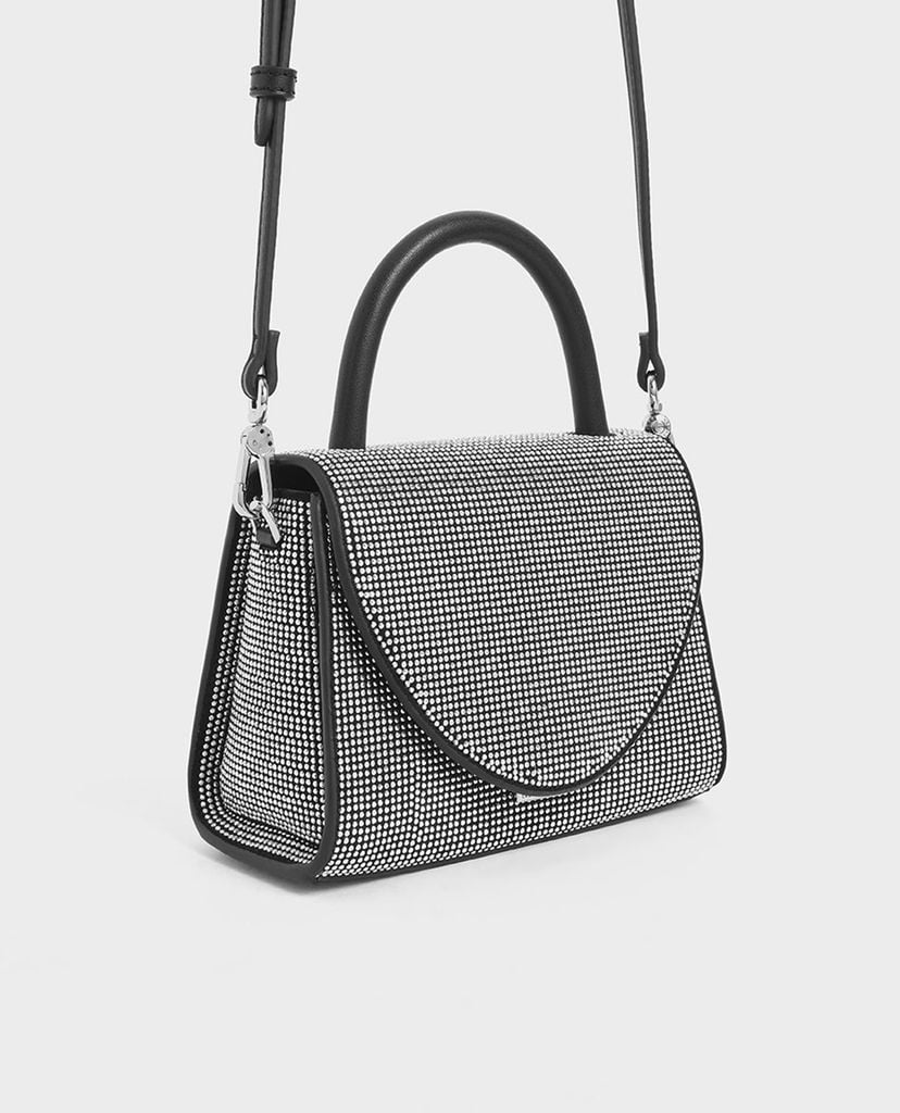 CHARLES & KEITH - Túi xách tay nữ Microsuede Embellished Mini Top