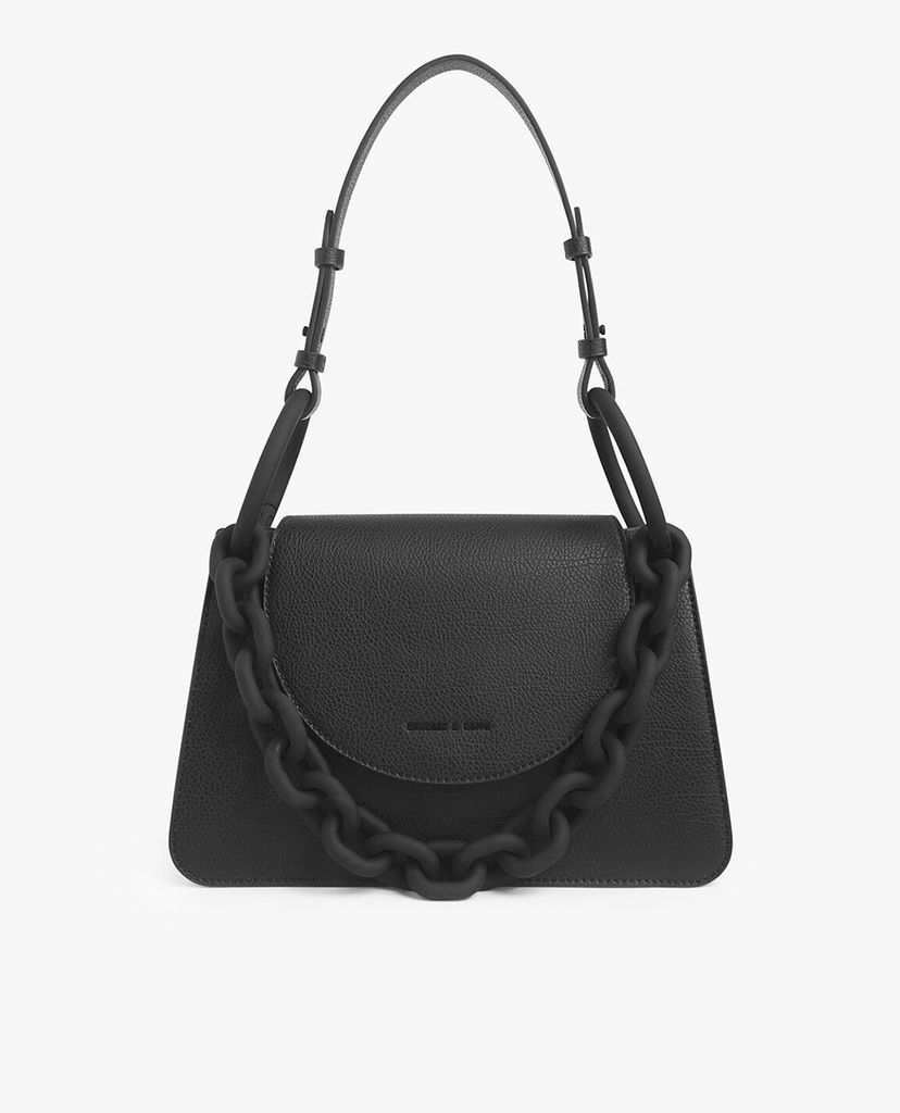 CHARLES & KEITH - Túi đeo vai nữ hình thang Chunky Chain Link