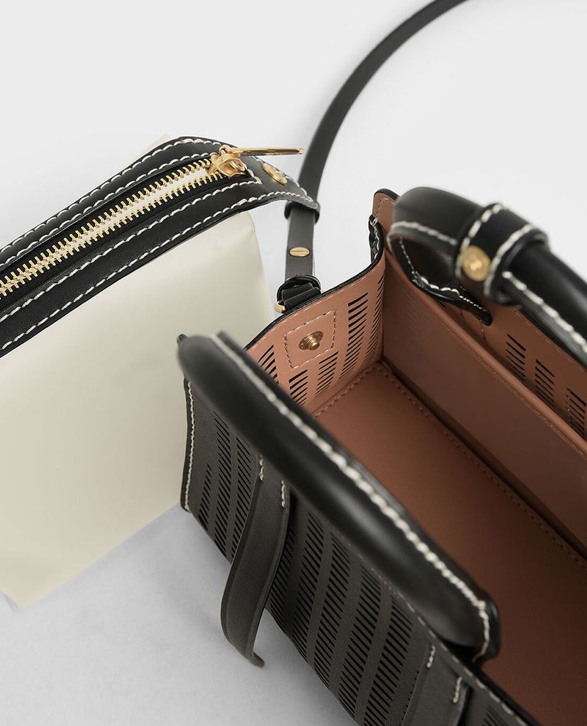 CHARLES & KEITH - Túi xách tay nữ chữ nhật Croc Effect