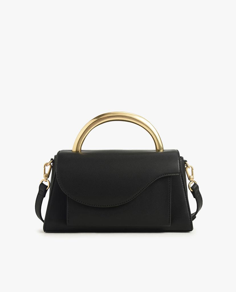 CHARLES & KEITH - Túi xách tay nữ chữ nhật Angular Flap Metallic Top