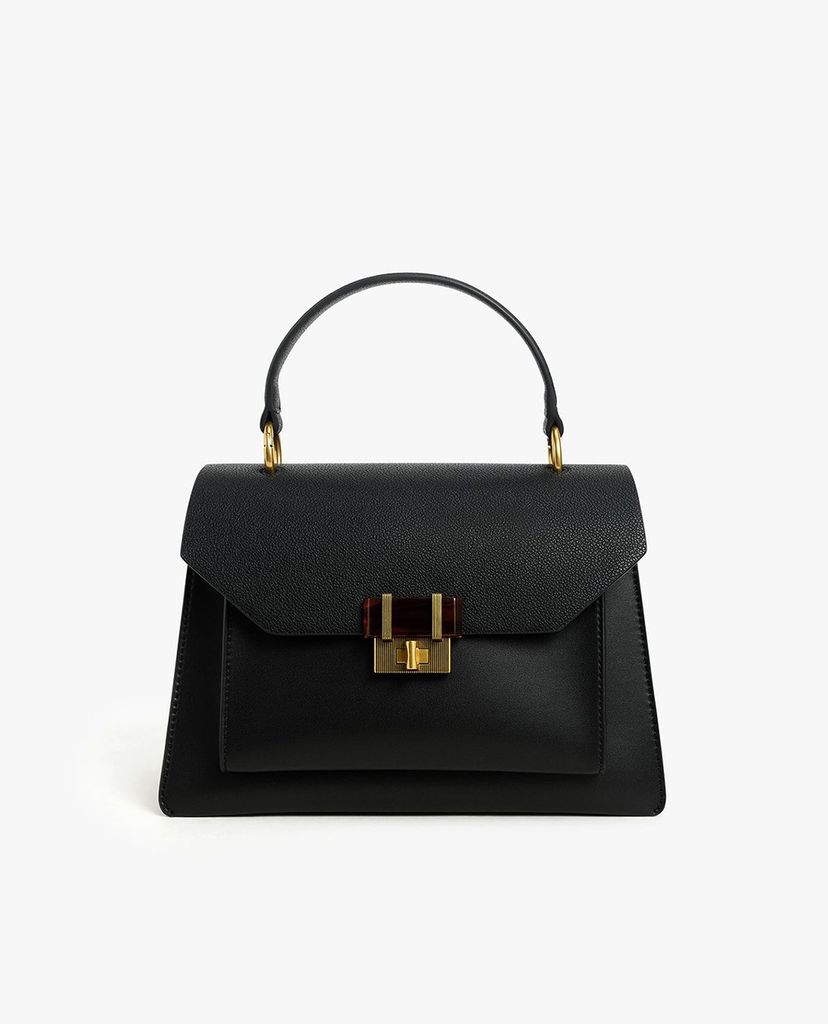CHARLES & KEITH - Túi xách tay hình thang Stone Embellished Geometric