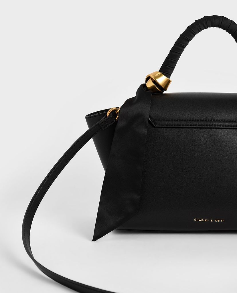 CHARLES & KEITH - Túi xách tay nữ chữ nhật Satin Pleated Scarf Trapeze