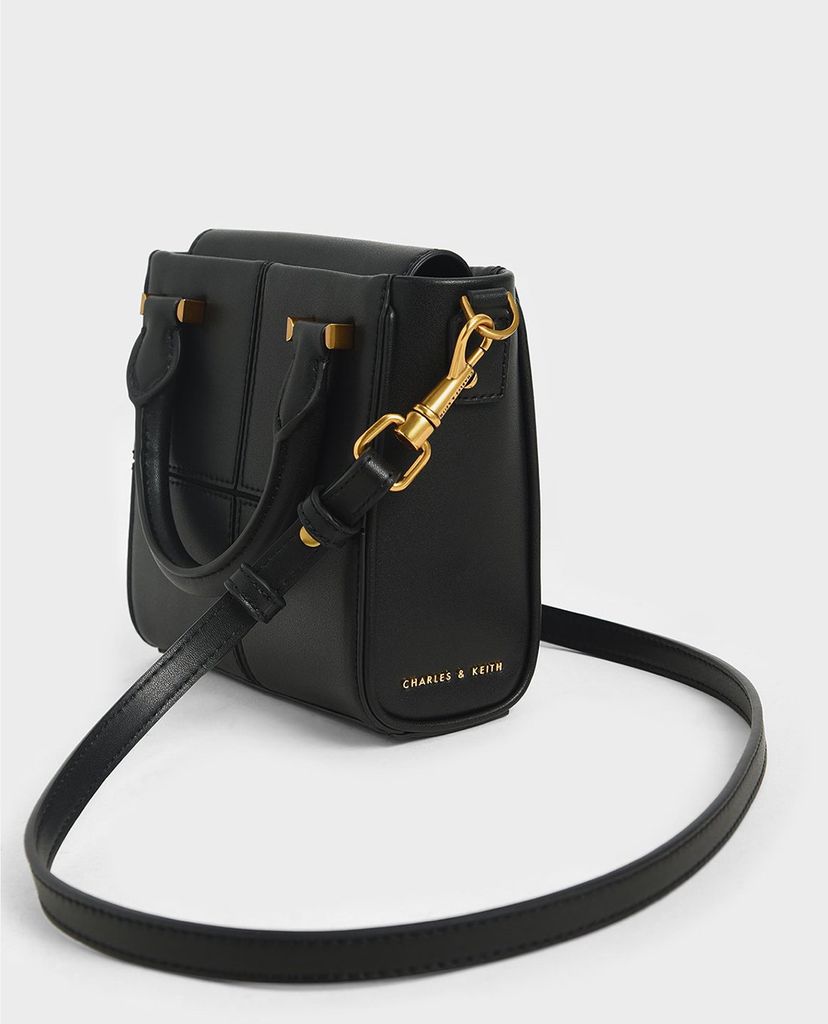 CHARLES & KEITH - Túi xách tay nữ phom vuông Textured Panelled