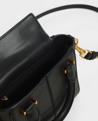 CHARLES & KEITH - Túi xách tay nữ phom vuông Textured Panelled