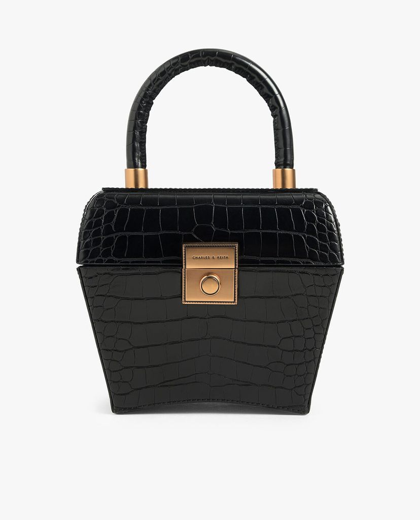 CHARLES & KEITH - Túi xách tay hình hộp Croc Effect Sculptural