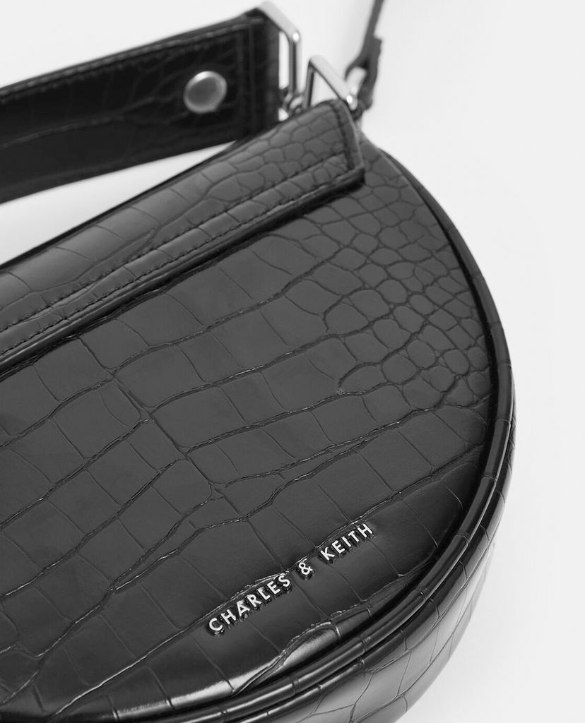 CHARLES & KEITH - Túi xách tay Textured Top Handle Semi Circle