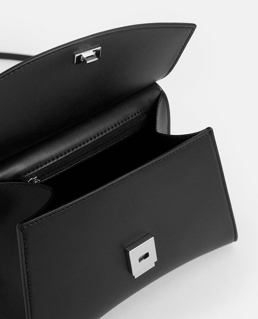 CHARLES & KEITH - Túi xách tay hình thang Acrylic Handle Sculptural