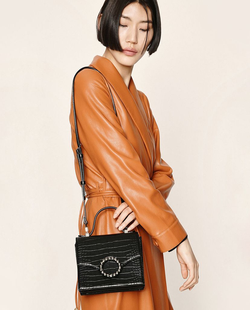 CHARLES & KEITH - Túi xách tay nữ Croc Effect Embellished Buckle