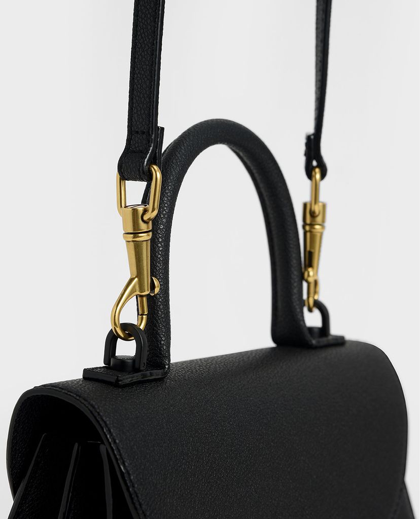 CHARLES & KEITH - Túi xách tay nữ hình thang Embellished Sculptural