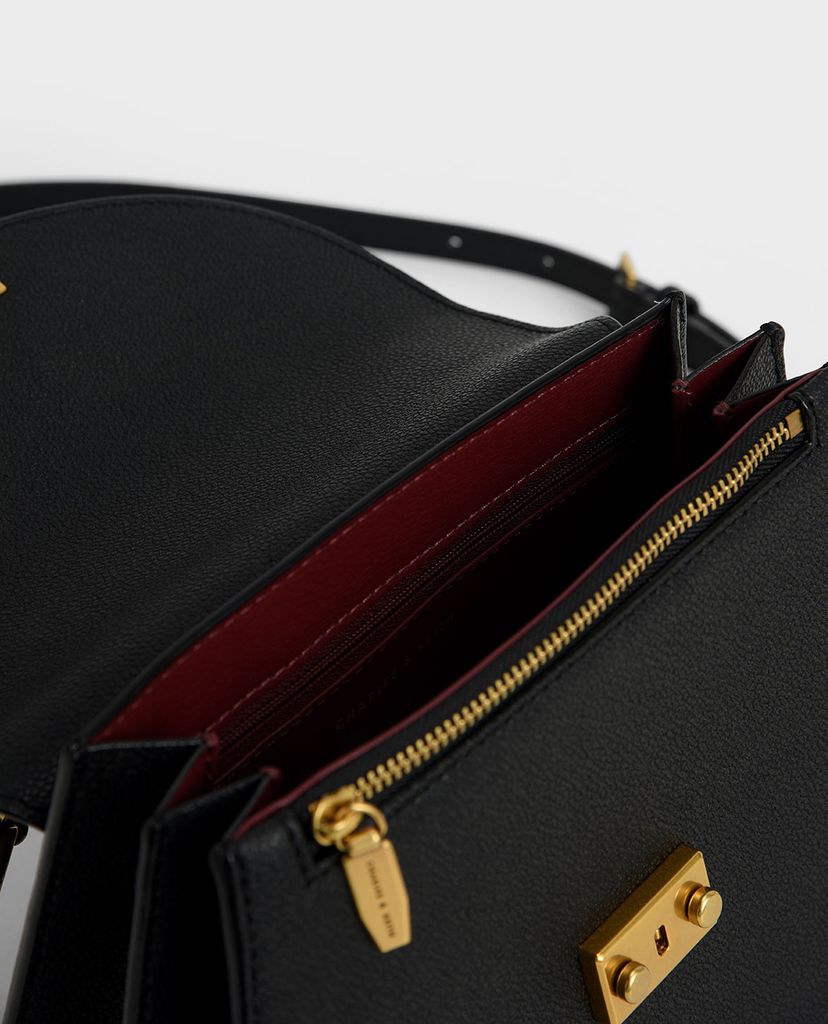 CHARLES & KEITH - Túi xách tay nữ hình thang Embellished Sculptural