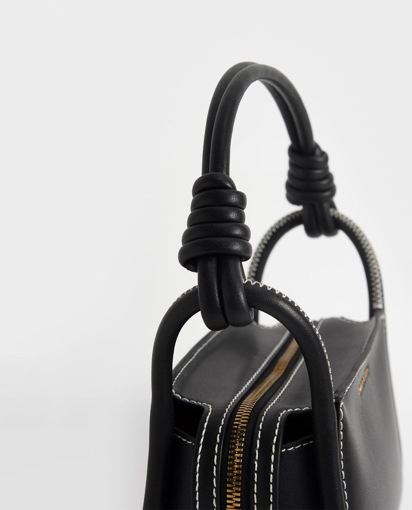 CHARLES & KEITH - Túi đeo vai nữ chữ nhật chi tiết tay cầm xoắn thời trang