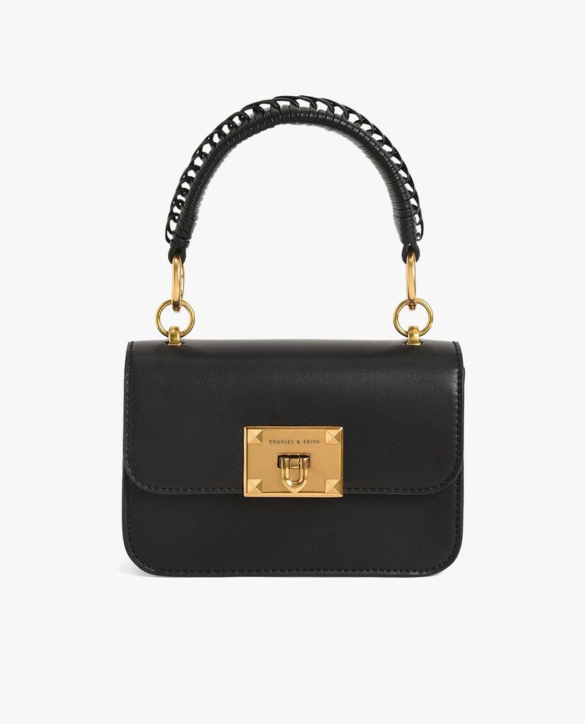 CHARLES & KEITH - Túi xách tay nữ hình chữ nhật Metallic Turn Lock