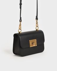 CHARLES & KEITH - Túi xách tay nữ hình chữ nhật Metallic Turn Lock