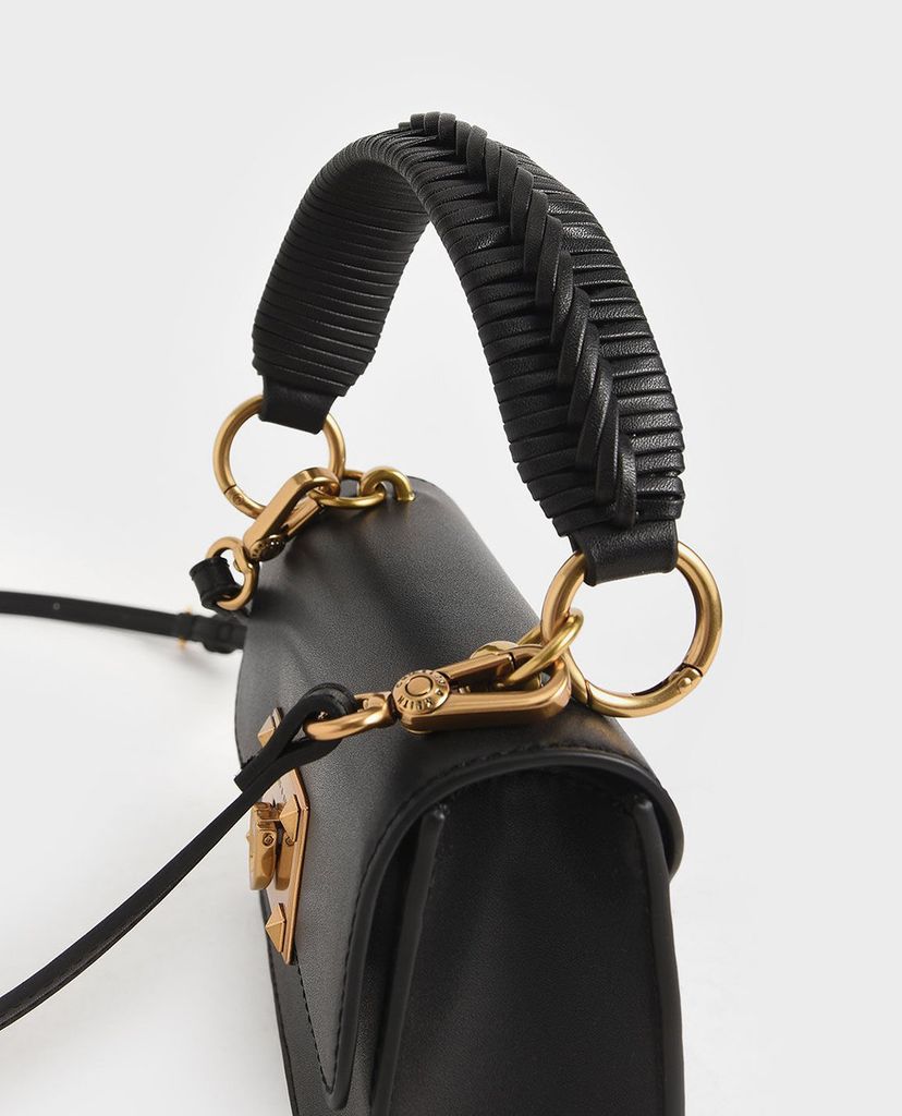 CHARLES & KEITH - Túi xách tay nữ hình chữ nhật Metallic Turn Lock