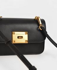 CHARLES & KEITH - Túi xách tay nữ hình chữ nhật Metallic Turn Lock