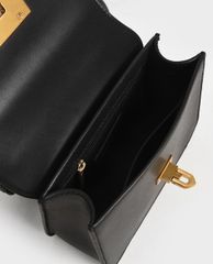 CHARLES & KEITH - Túi xách tay nữ hình chữ nhật Metallic Turn Lock