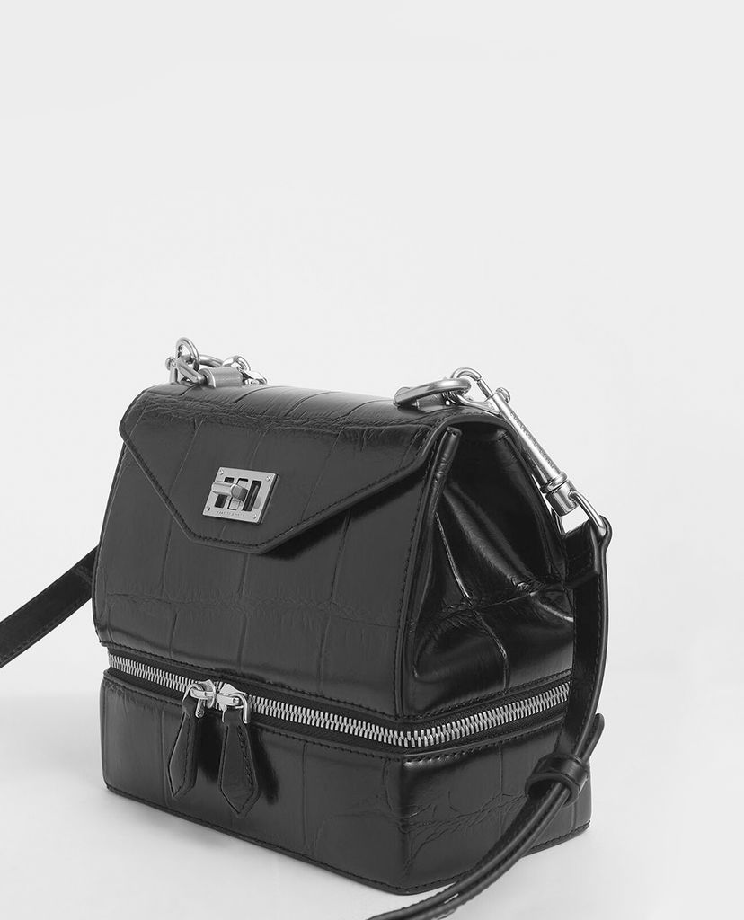 CHARLES & KEITH - Túi xách tay nữ phom vuông Two Way Zip