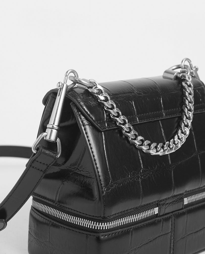 CHARLES & KEITH - Túi xách tay nữ phom vuông Two Way Zip