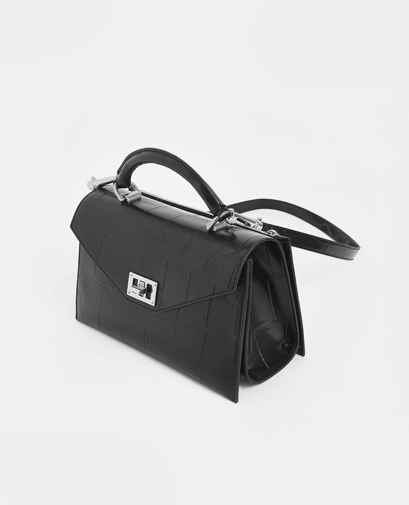 CHARLES & KEITH - Túi xách tay nữ chữ nhật Turn Lock
