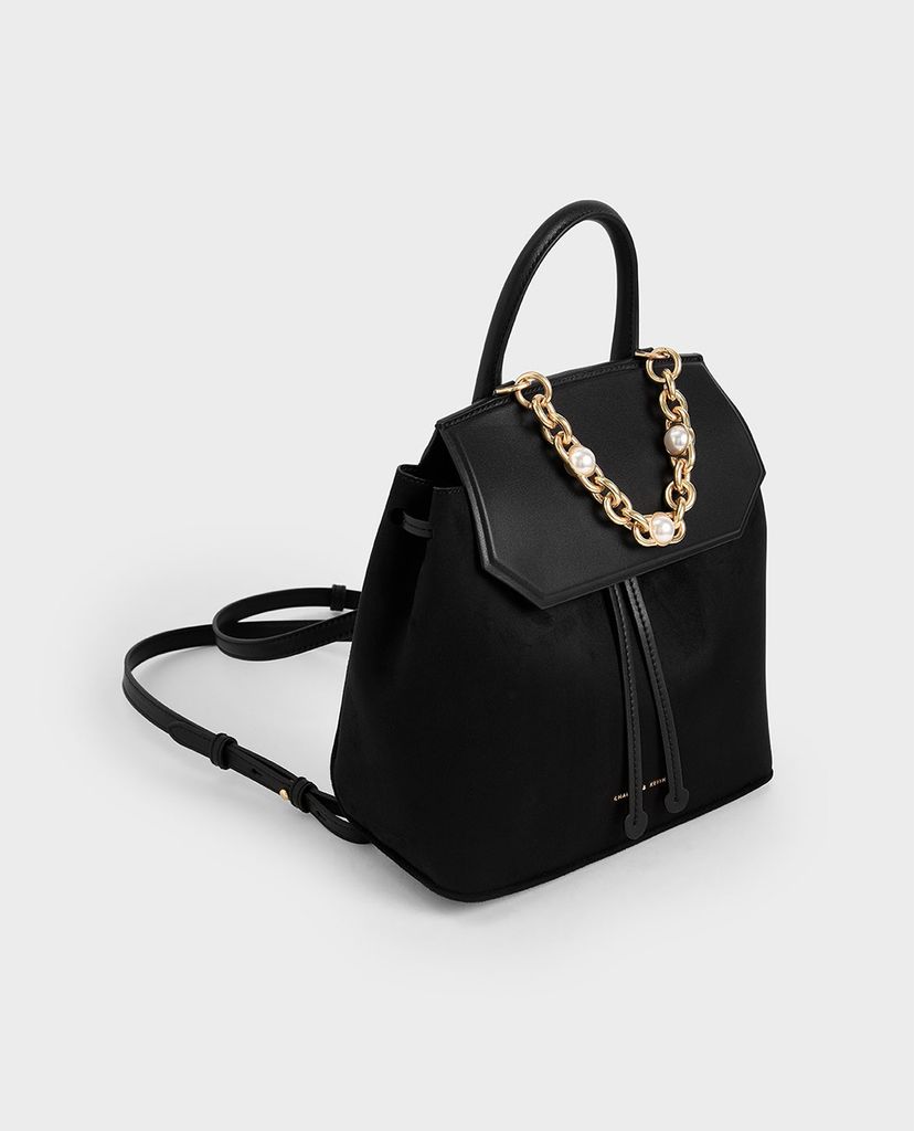 CHARLES & KEITH - Balo nữ rút dây Textured Chain Link