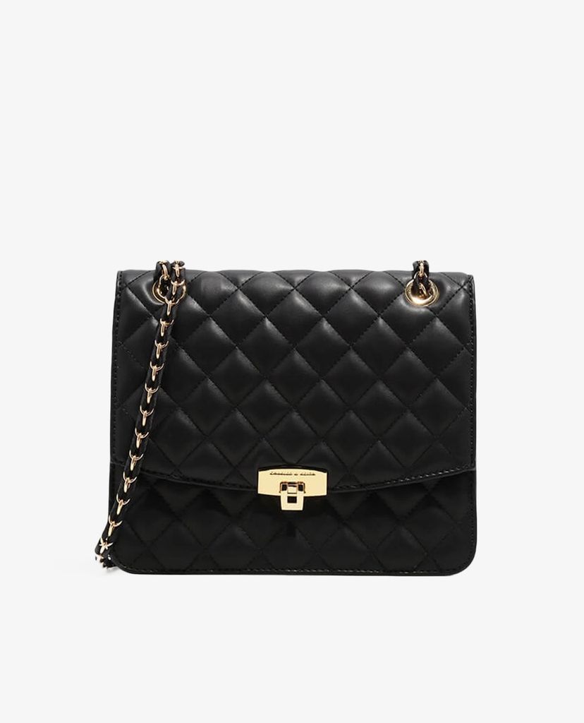 CHARLES & KEITH - Túi đeo vai chữ nhật Quilted Push Lock