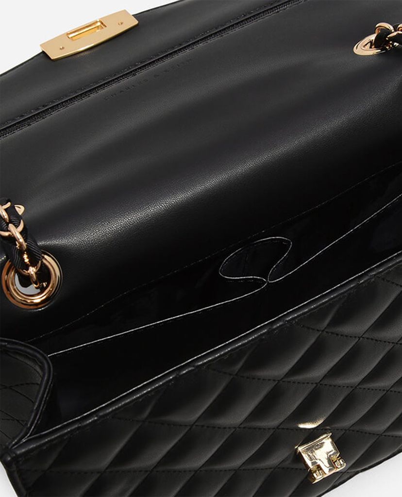 CHARLES & KEITH - Túi đeo vai chữ nhật Quilted Push Lock
