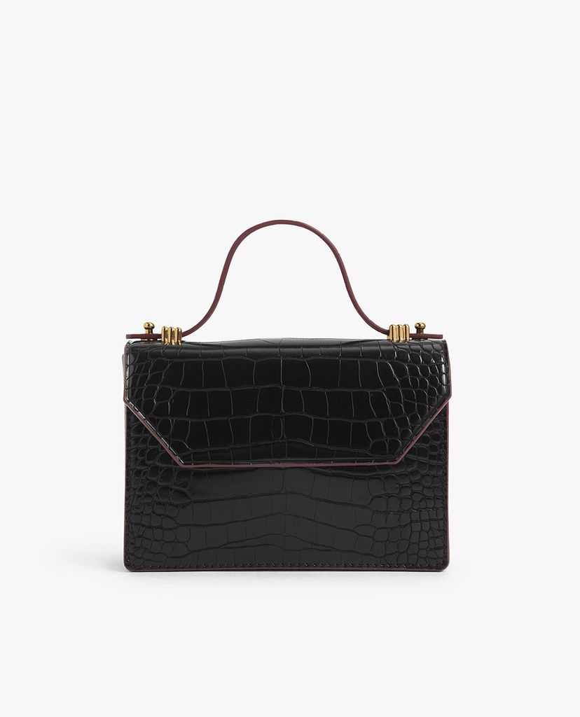 CHARLES & KEITH - Ví cầm tay nữ chữ nhật Croc Effect Mini