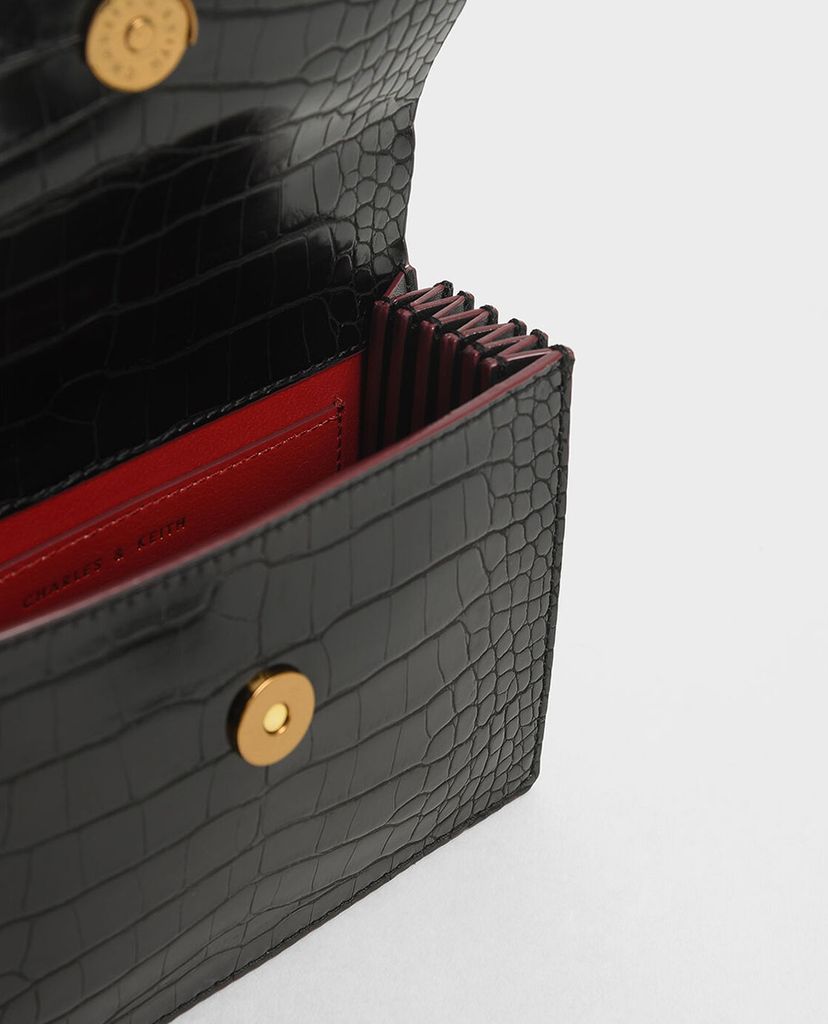 CHARLES & KEITH - Ví cầm tay nữ chữ nhật Croc Effect Mini