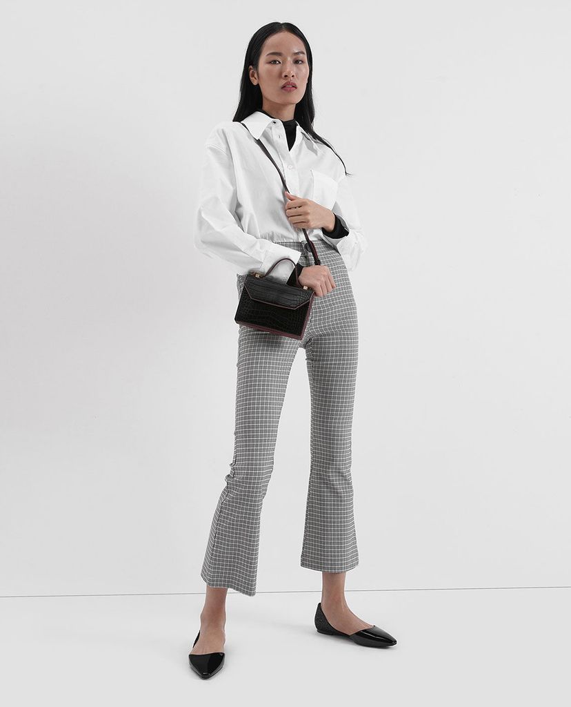 CHARLES & KEITH - Ví cầm tay nữ chữ nhật Croc Effect Mini