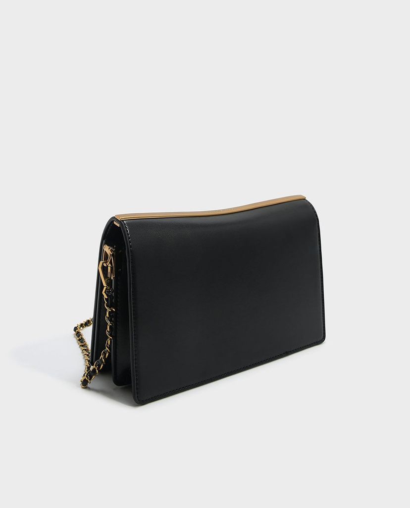 CHARLES & KEITH - Túi đeo chéo nữ chữ nhật phối đinh tán thời trang