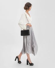 CHARLES & KEITH - Túi đeo chéo nữ chữ nhật phối đinh tán thời trang
