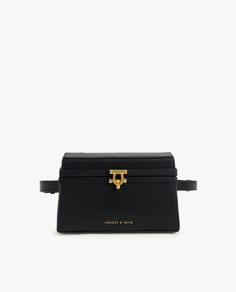 CHARLES & KEITH - Túi đeo hông hình thang Croc Effect Trapeze