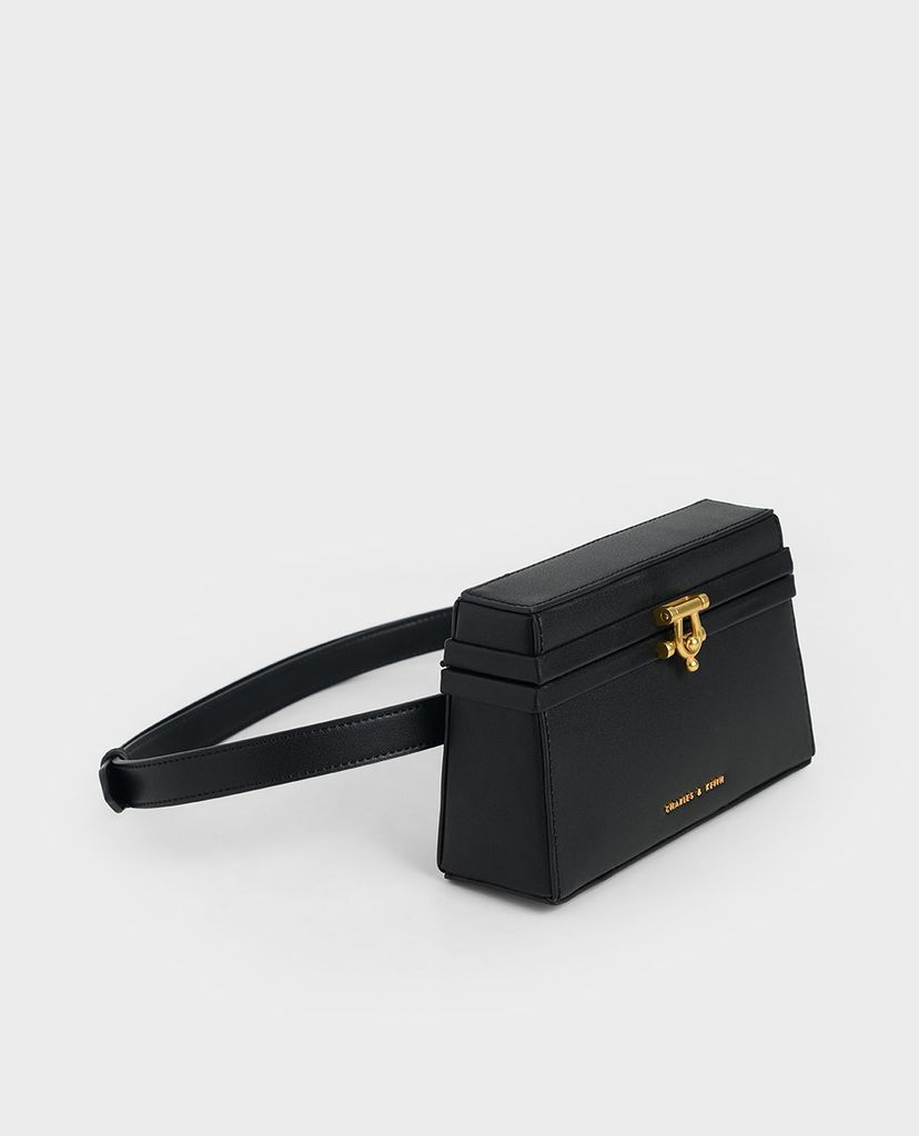 CHARLES & KEITH - Túi đeo hông hình thang Croc Effect Trapeze