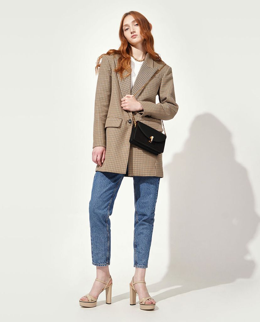CHARLES & KEITH - Túi đeo vai nữ chữ nhật Textured Turn Lock