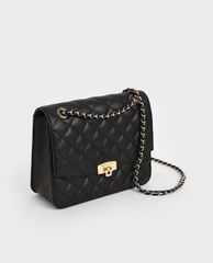 CHARLES & KEITH - Túi đeo vai nữ chữ nhật Quilted Chain Strap