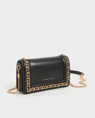 CHARLES & KEITH - Ví cầm tay nữ chữ nhật Chain Trimmed