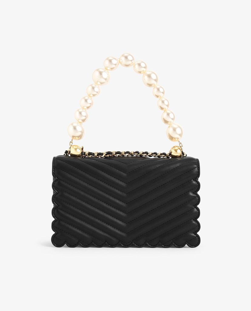 CHARLES & KEITH - Túi đeo chéo nữ chữ nhật Pearl Embellished