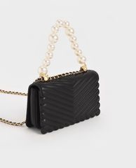 CHARLES & KEITH - Túi đeo chéo nữ chữ nhật Pearl Embellished