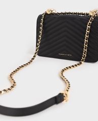 CHARLES & KEITH - Túi đeo chéo nữ chữ nhật Pearl Embellished